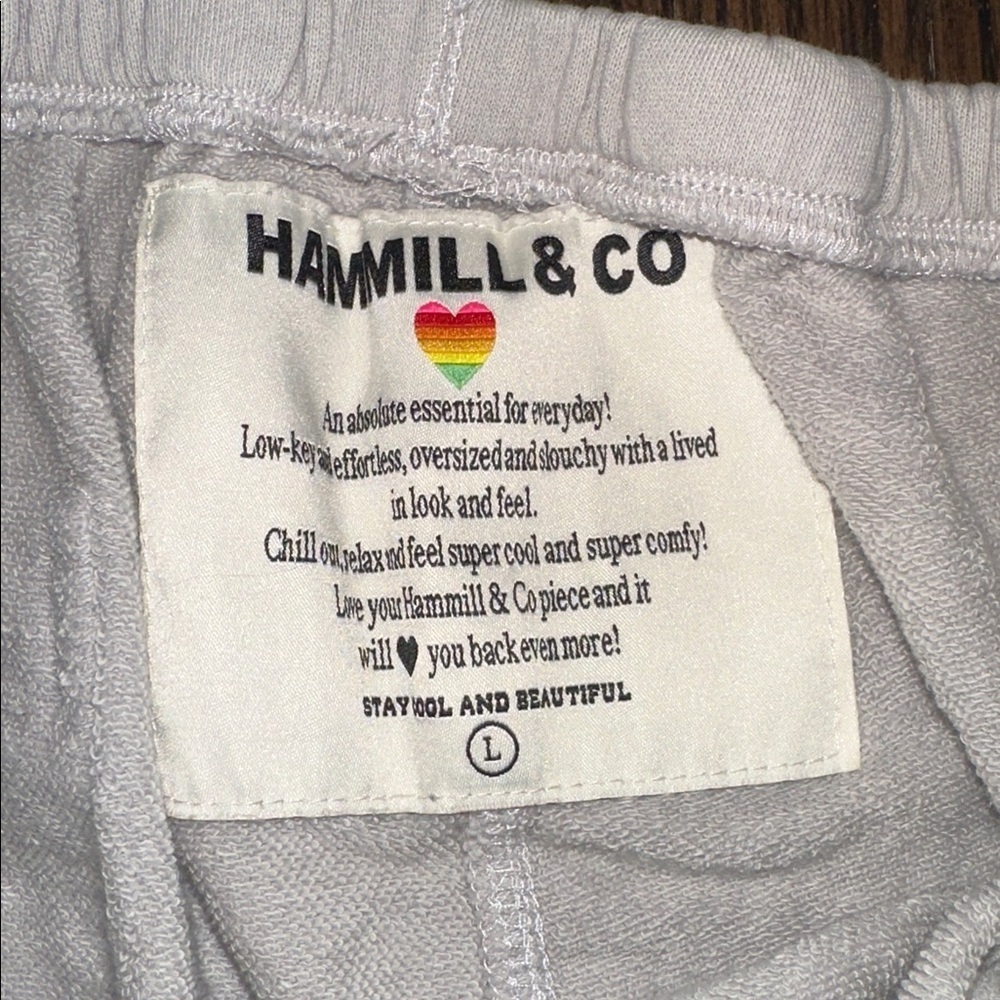 HAMMILL & CO Gray Sweatpants with Pink and Orange Accents size large - Picture 3 of 4